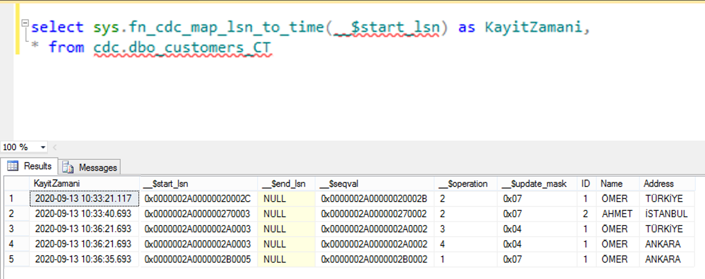 SQL Server Change Data Capture Ile De i iklik Yap lan Kay tlar n Sql server change data capture ile de i iklik yap lan kay tlar n